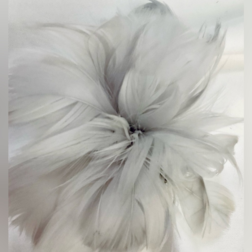 Petite Silver gray, light blue undertones Feather Fascinator Hair Clip pin